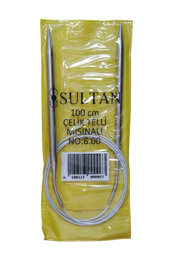 Sultan Çelik Telli Misinalı Şiş Numara 6 mm (iki şiş arasi ölçüsü 100 cm'dir.)