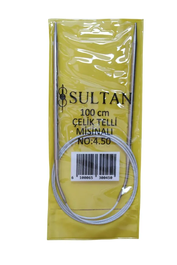 Sultan Çelik Telli Misinalı Şiş Numara 4,5 mm (iki şiş arasi ölçüsü 100 cm'dir.)
