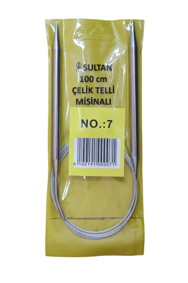 Sultan Çelik Telli Misinalı Şiş Numara 7 mm(iki şiş arasi ölçüsü 100 cm'dir.)