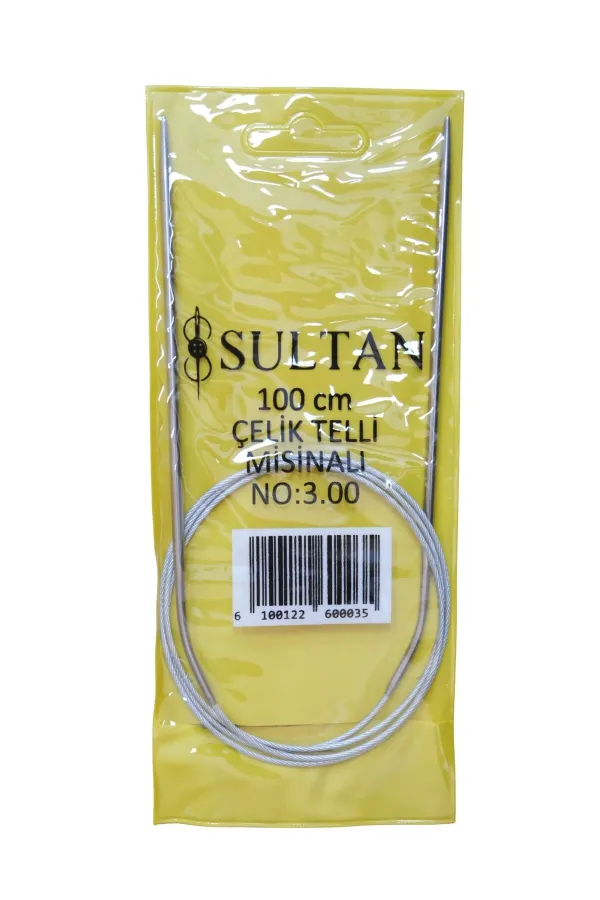 Sultan Çelik Telli Misinalı Şiş Numara 3 mm (iki şiş arasi ölçüsü 100 cm'dir.)
