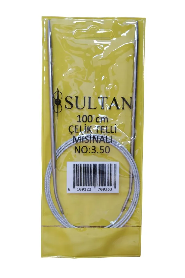 Sultan Çelik Telli Misinalı Şiş Numara 3,5 mm (iki şiş arasi ölçüsü 100 cm'dir.)