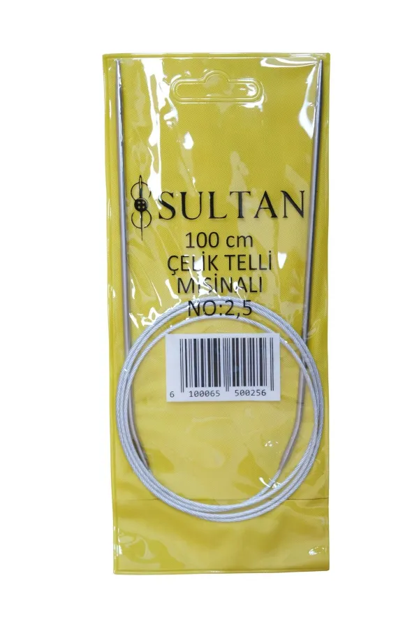 Sultan Çelik Telli Misinalı Şiş Numara 2,5 mm (iki şiş arasi ölçüsü 100 cm'dir.)