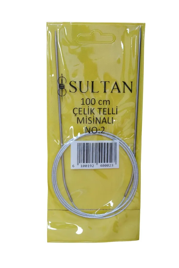 Sultan Çelik Telli Misinalı Şiş Numara 2 mm (iki şiş arasi ölçüsü 100 cm'dir.)