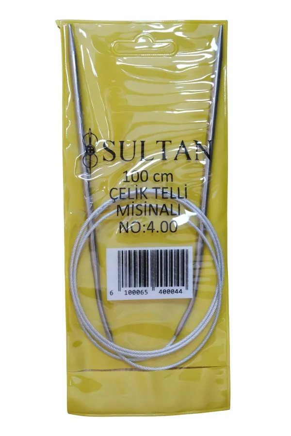 Sultan Çelik Telli Misinalı Şiş Numara 4 mm(iki şiş arasi ölçüsü 100 cm'dir.)