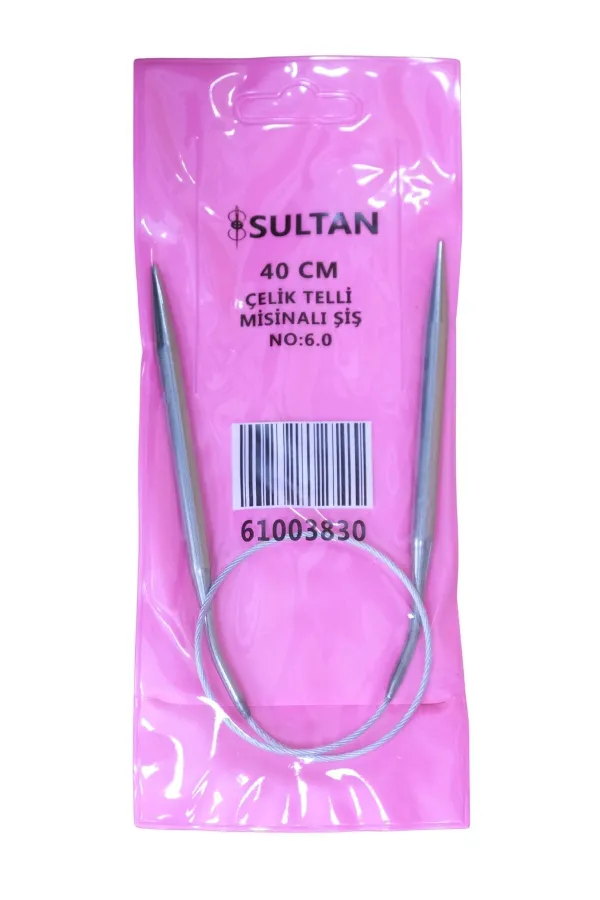 Sultan Çelik Telli Misinalı Şiş Numara 6 mm  (iki şiş arasi ölçüsü 40 cm'dir.)