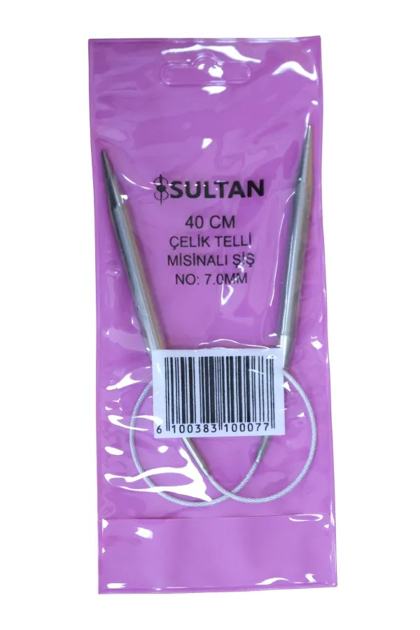 Sultan Çelik Telli Misinalı Şiş Numara 7 mm (iki şiş arasi ölçüsü 40 cm'dir.)