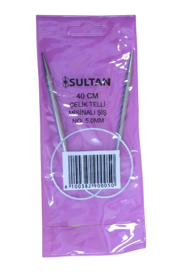 Sultan Çelik Telli Misinalı Şiş Numara 5 mm  (iki şiş arasi ölçüsü 40 cm'dir.)
