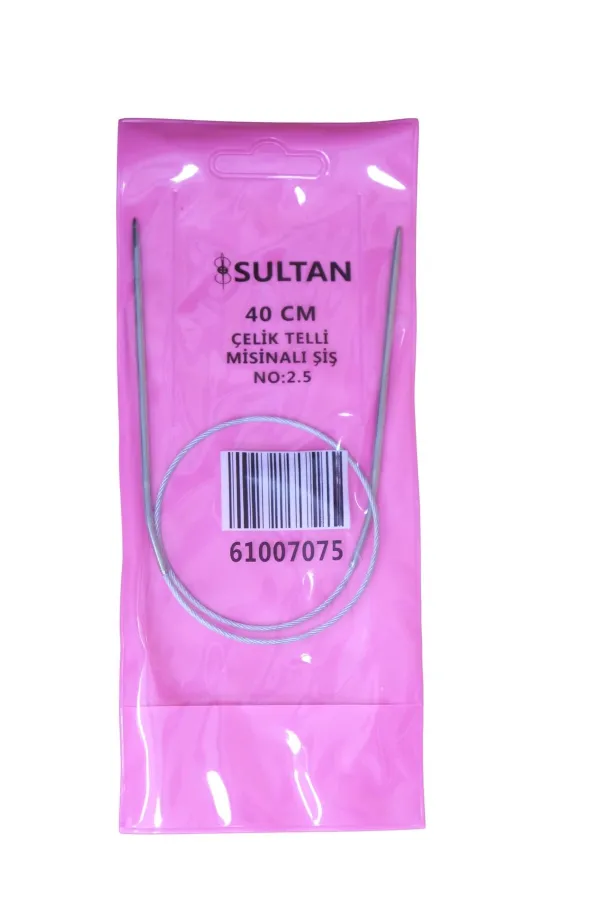 Sultan Çelik Telli Misinalı Şiş Numara 2,5 mm  (iki şiş arasi ölçüsü 40 cm'dir.)