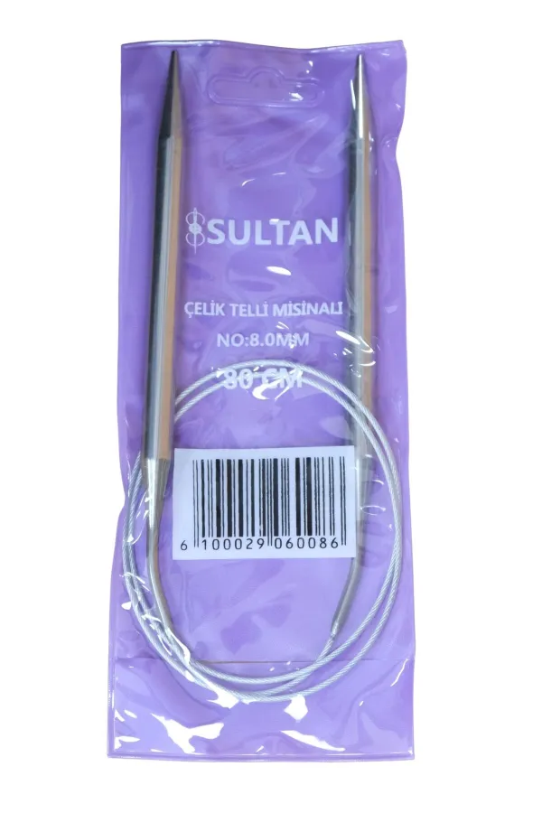 Sultan Çelik Telli Misinalı Şiş Numara 8 mm (iki şiş arasi ölçüsü 80 cm'dir.)