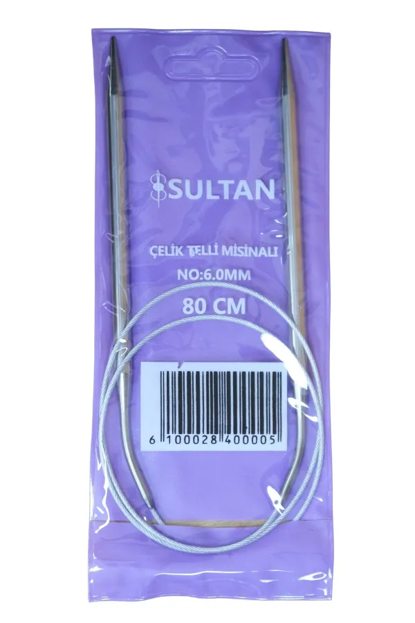 Sultan Çelik Telli Misinalı Şiş Numara 6 mm (iki şiş arasi ölçüsü 80 cm'dir.)