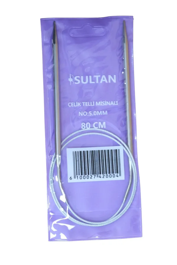 Sultan Çelik Telli Misinalı Şiş Numara 5 mm (iki şiş arasi ölçüsü 80 cm'dir.)
