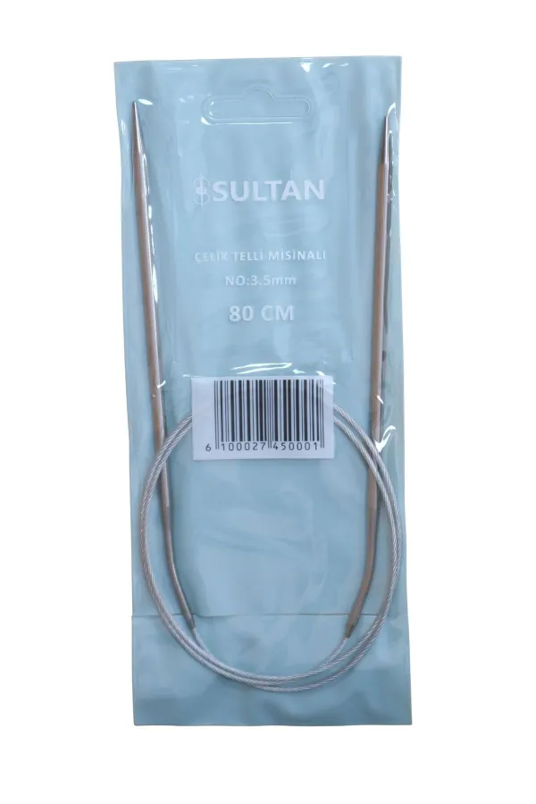 Sultan Çelik Telli Misinalı Şiş Numara 3,5 mm (iki şiş arasi ölçüsü 80 cm'dir.)