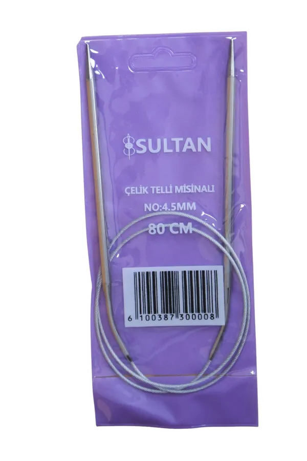 Sultan Çelik Telli Misinalı Şiş Numara 4,5 mm (iki şiş arasi ölçüsü 80 cm'dir.)