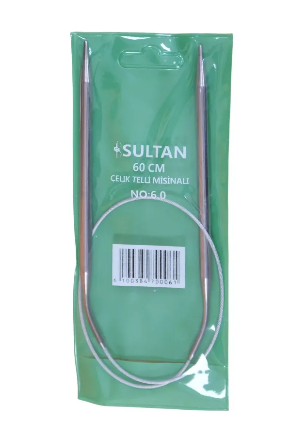 Sultan Çelik Telli Misinalı Şiş Numara 6 mm (İKİ ŞİŞ ARASI ÖLÇÜSÜ 60 cm'dir.)