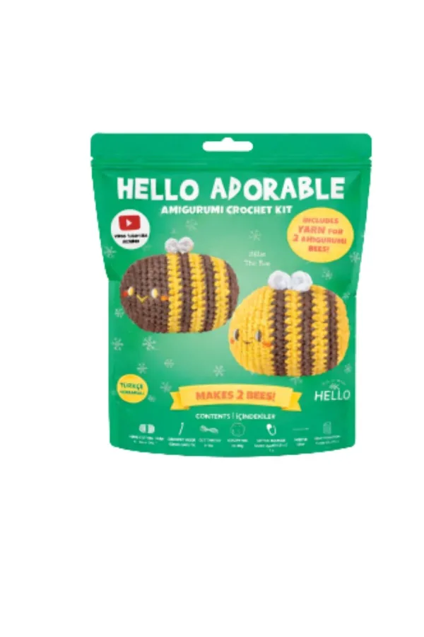 BILLIE THE BEE 2'Lİ - TÜRKÇE VİDEO VE ANLATIM KILAVUZLU AMİGURUMİ ÖRGÜ KİTİ