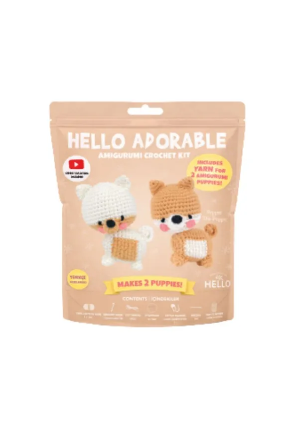 PEPPER THE PUPPY 2'Lİ - TÜRKÇE VİDEO VE ANLATIM KILAVUZLU AMİGURUMİ ÖRGÜ KİTİ