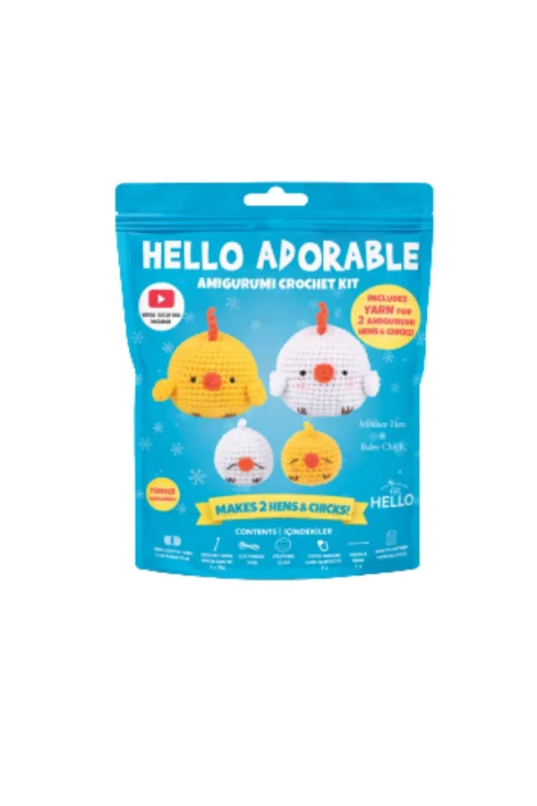 MOTHER HEN & BABY CHIC 2 TAVUK 2 CİVCİV - TÜRKÇE VİDEO VE ANLATIM KILAVUZLU AMİGURUMİ ÖRGÜ KİTİ