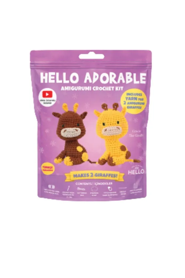 GRACIE THE GIRAFFE 2'Lİ - TÜRKÇE VİDEO VE ANLATIM KILAVUZLU AMİGURUMİ ÖRGÜ KİTİ