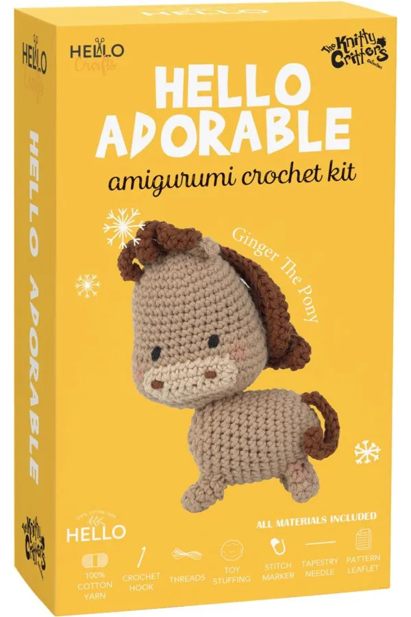 HELLO ADORABLE AMİGURUMİ KİTİ AT 12 CM TÜRKÇE VE İNGİLİZCE ANLATIM KILAVUZLU