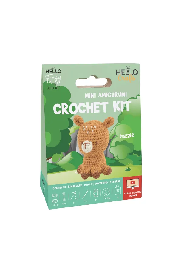 Minik Geyik Amigurumi Yapım Kiti 10 cm Türkçe Kılavuz ve Videolu Anlatım (Dazzle)