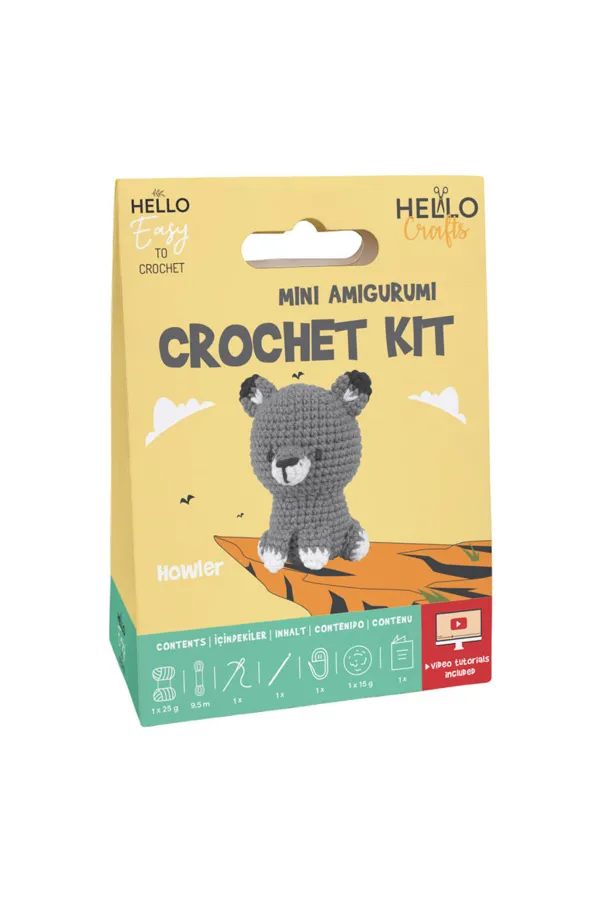 Minik Köpek Amigurumi Yapım Kiti 9 cm Türkçe Kılavuz ve Videolu Anlatım (Howler)